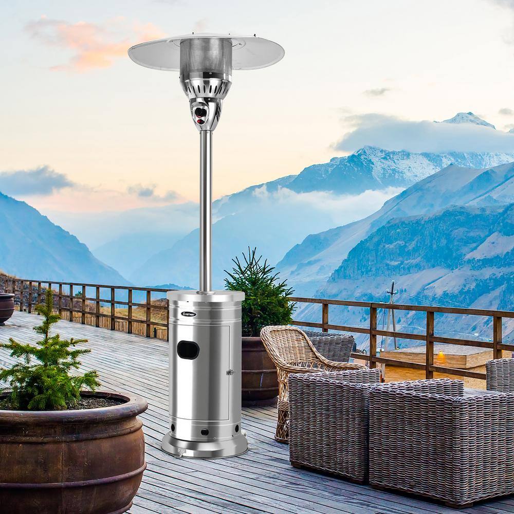 Costway Patio Propane Heater Stainless Steel 48,000 BTU with Table and Wheels NP10034