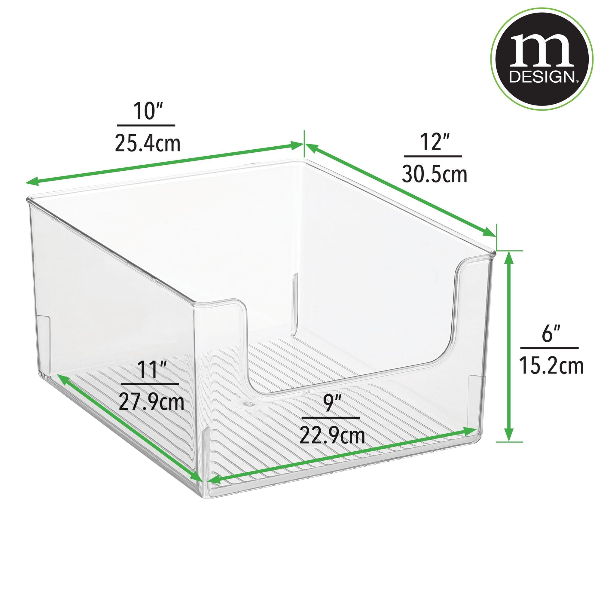 mDesign Modern Plastic Open Front Dip Storage Organizer Bin Basket for Bathroom Organization - Vanity Shelf， Cubby， Cabinet， and Closet Organizing Decor - Ligne Collection - 2 Pack - Clear