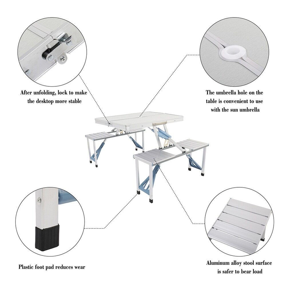 Outdoor One Piece Folding Table and Chair Aluminum oy