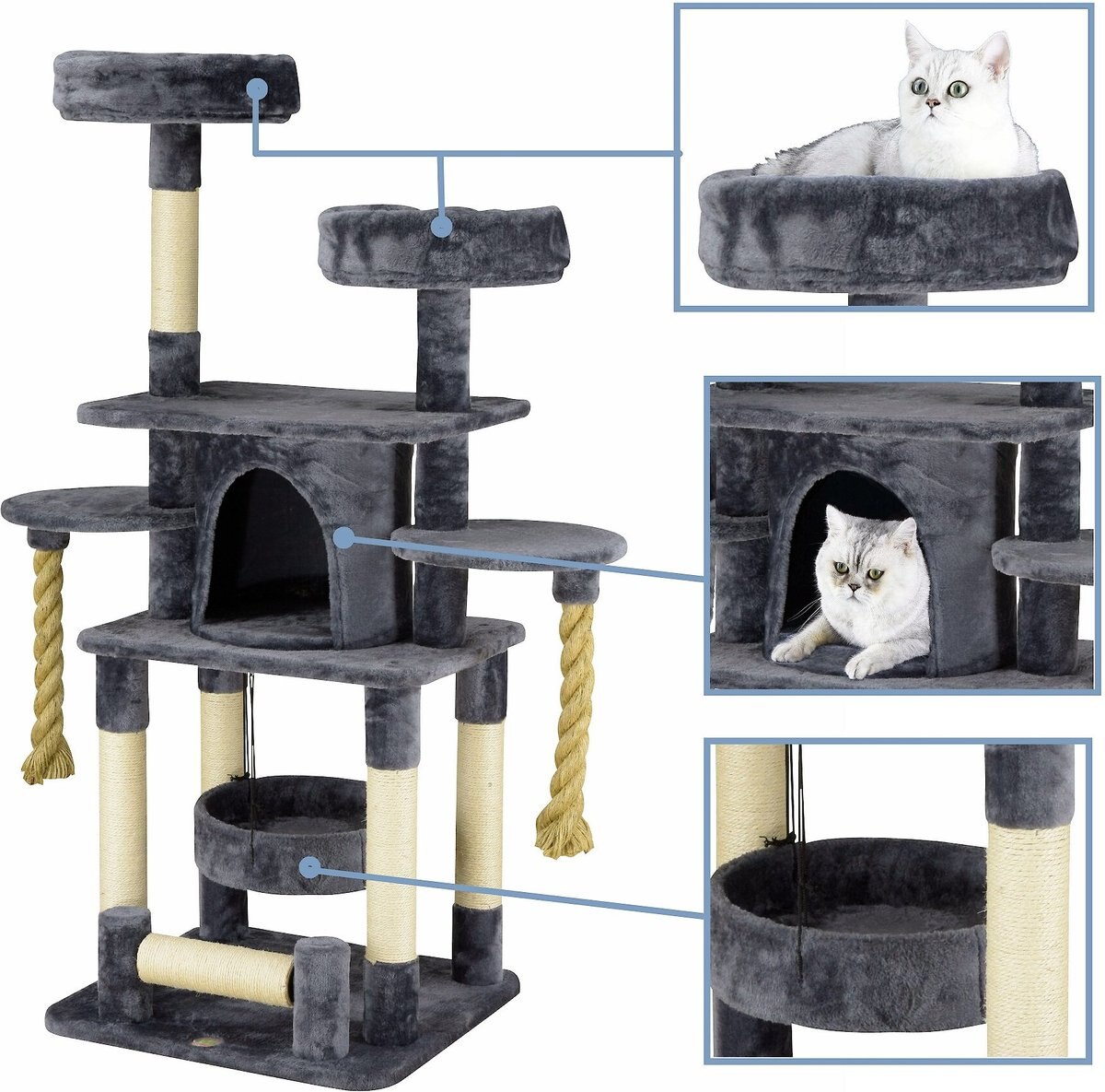 Go Pet Club 57.5-in Faux Fur Cat Tree and Condo