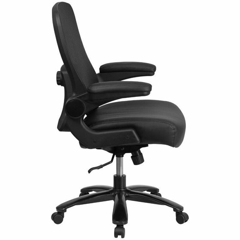 Flash Furniture BT20180LEA HERCULES Series Big and Tall 500 lb. Rated Black Mesh/LeatherSoft Executive Ergonomic Office Chair with Adjustable Lumbar