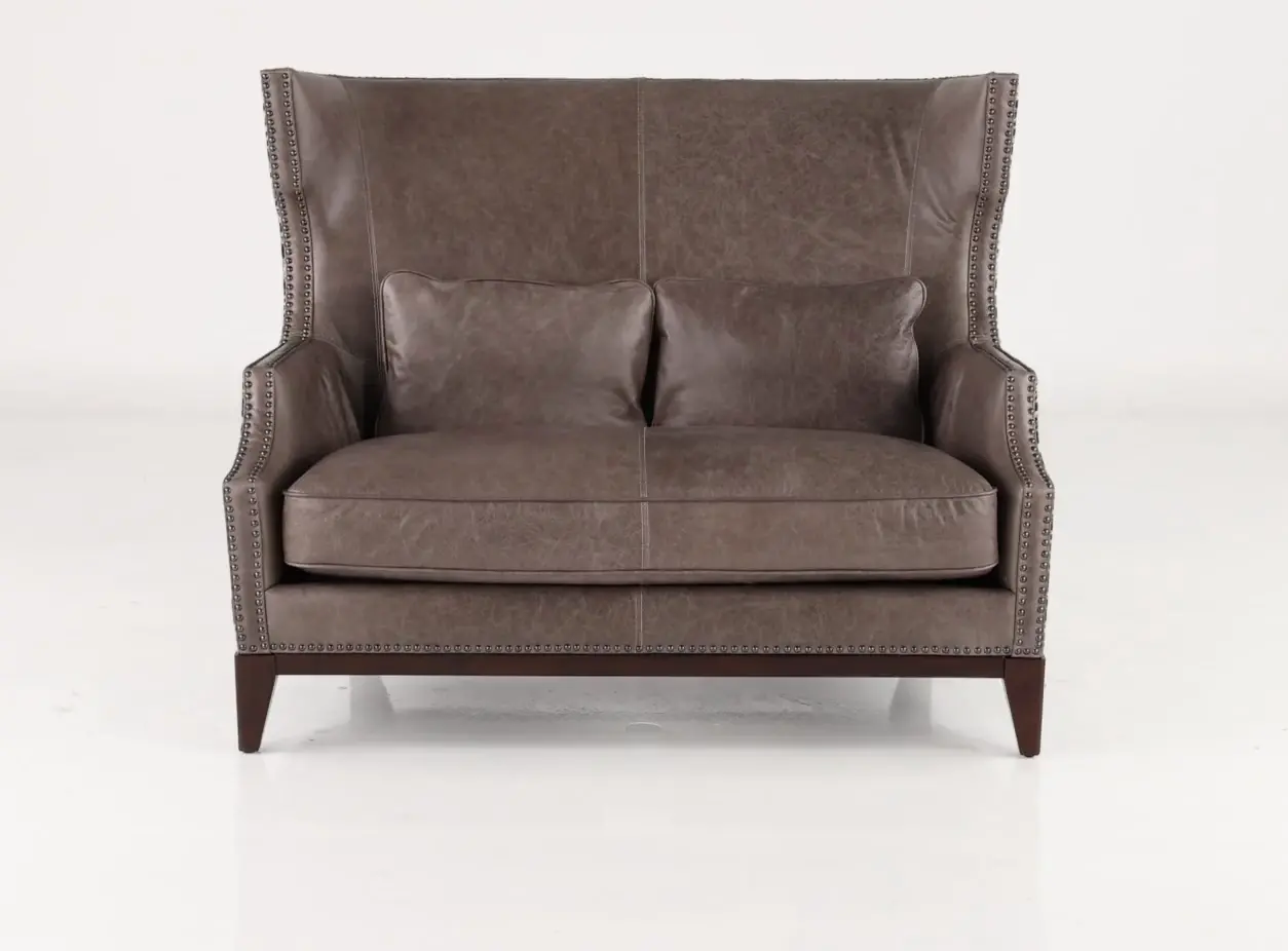 Havana Gray Leather Settee