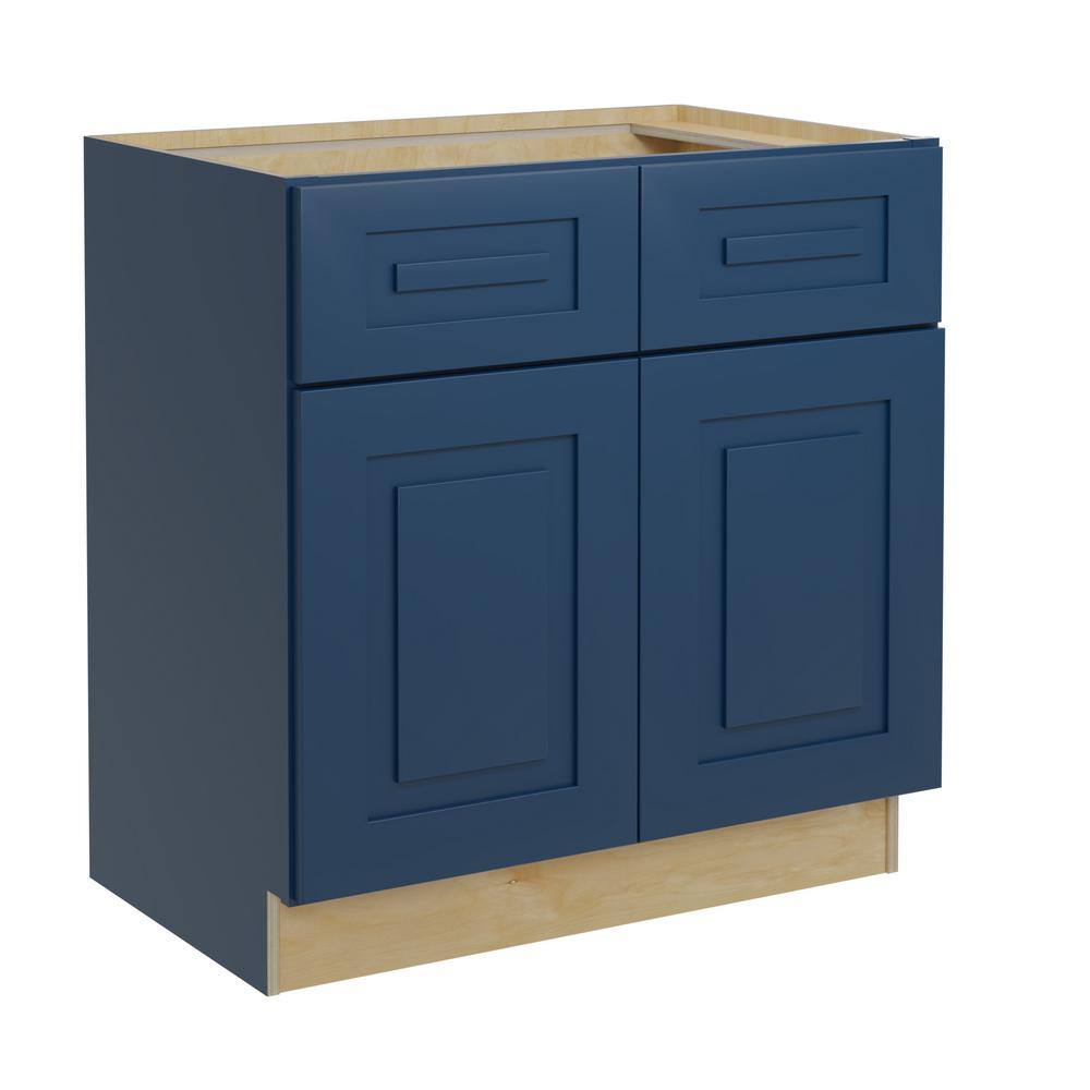 Home Decorators Collection Grayson Mythic Blue Shaker Stock Plywood Assembled Base Kitchen Cabinet 33 in. x 34.5 in. x 24 in. B33-1T-GMB