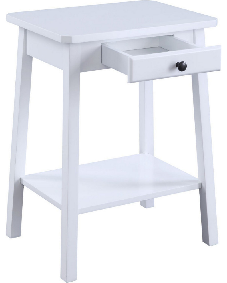 Benzara BM250309 MDF Accent Table With 1 Drawer and Open Shelf  White   Transitional   Side Tables And End Tables   by Uber Bazaar  Houzz