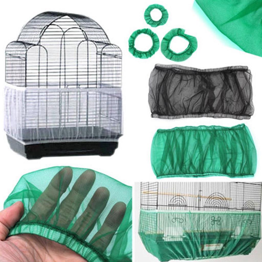 Nylon Mesh Bird Pet Cage Catcher Cover Skirts Birds Cage Decor - ， Medium or Large Green-M