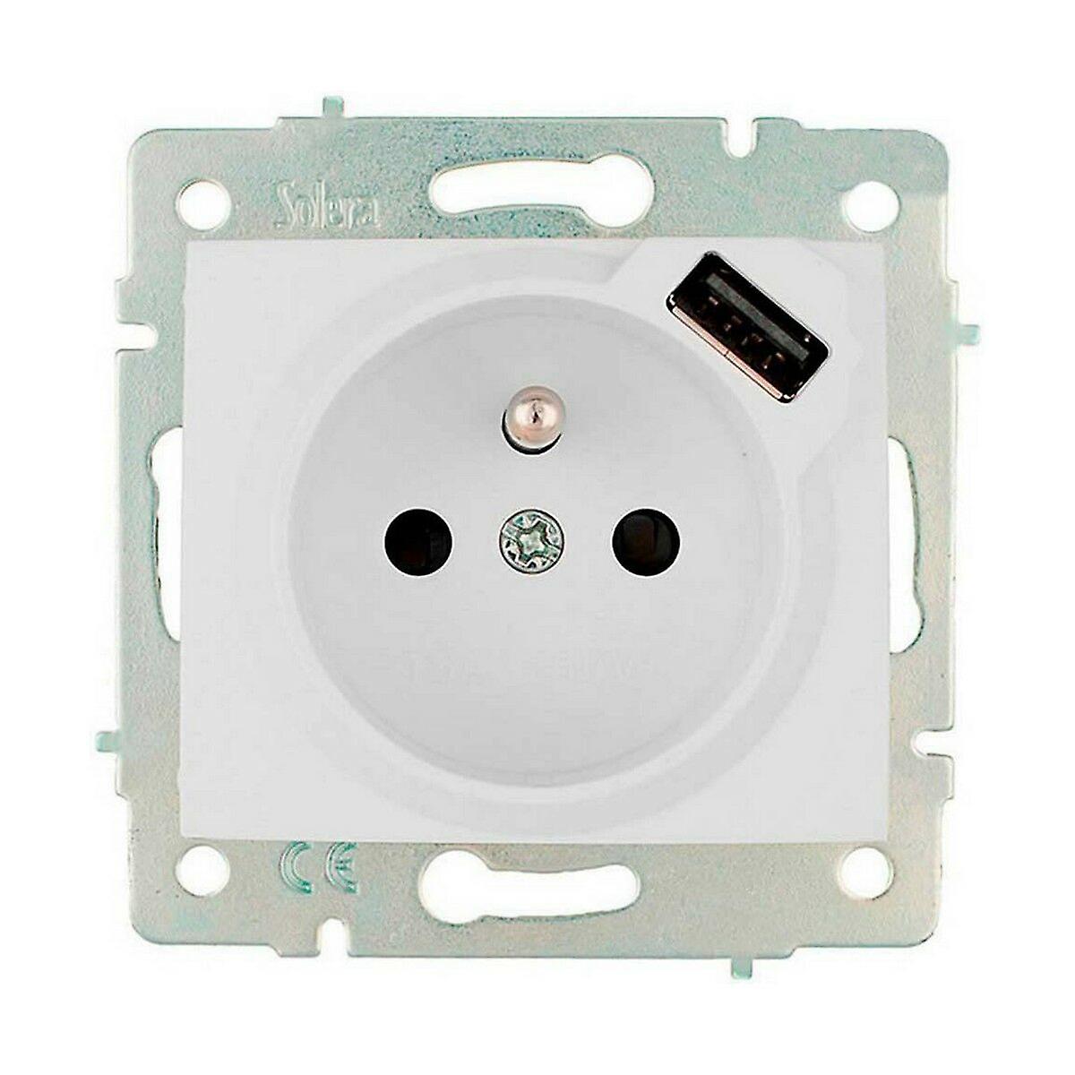 Plug socket Solera erp60fusb European Bipolar White 16 A Embedded， built-in