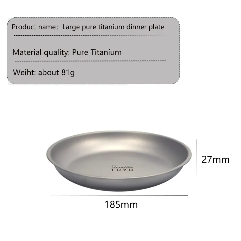 Special Offer Titanium Metal plates Disc fruit plates Hiking Camping Pure titanium tableware plates