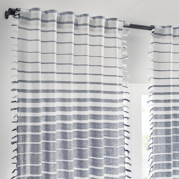 Light Filtering Amari Striped Window Curtain Panel Navy Mercantile