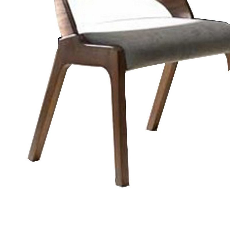 Wooden Dining Chair with Open Curved Back Design， Seat of 2， Walnut Brown