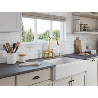 KOHLER Whitehaven Farmhouse Undermount Apron Front Cast Iron 30 in. Self-Trimming Single Bowl Kitchen Sink in White K-6487-0