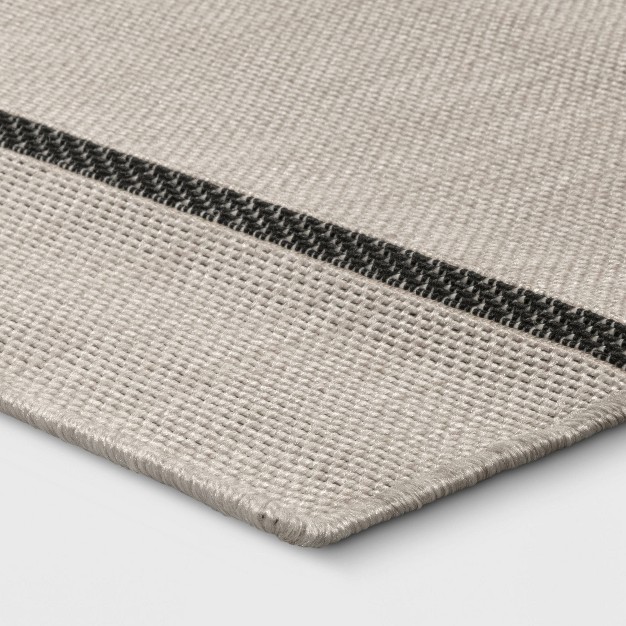 Modern Linear Geo Rectangular Woven Indoor Outdoor Area Rug Black tan