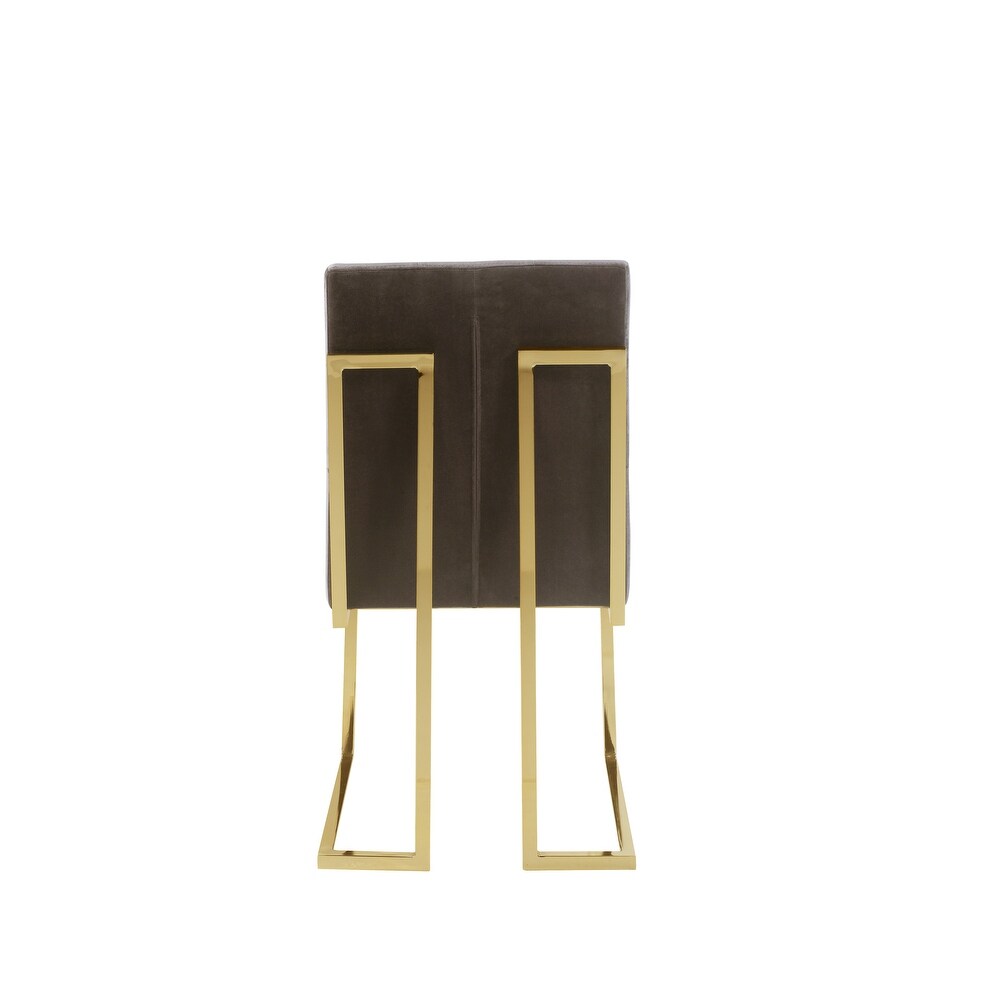 Chic Home Pierre Tufted Velvet Polished Brass Metal Frame Dining Side Chair