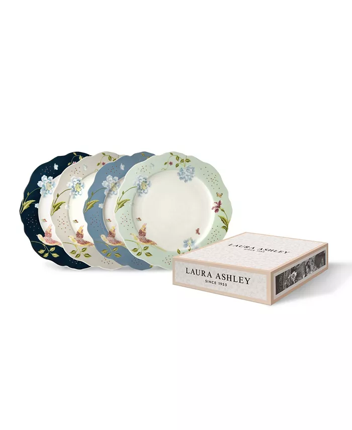 Laura Ashley Heritage Collectables Mixed Designs Irregular Plates in Gift Box Set of 4