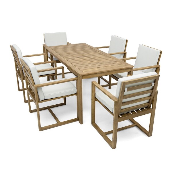 Patio Dining Set Outdoor Dining Table and Chair Set，Light Teak