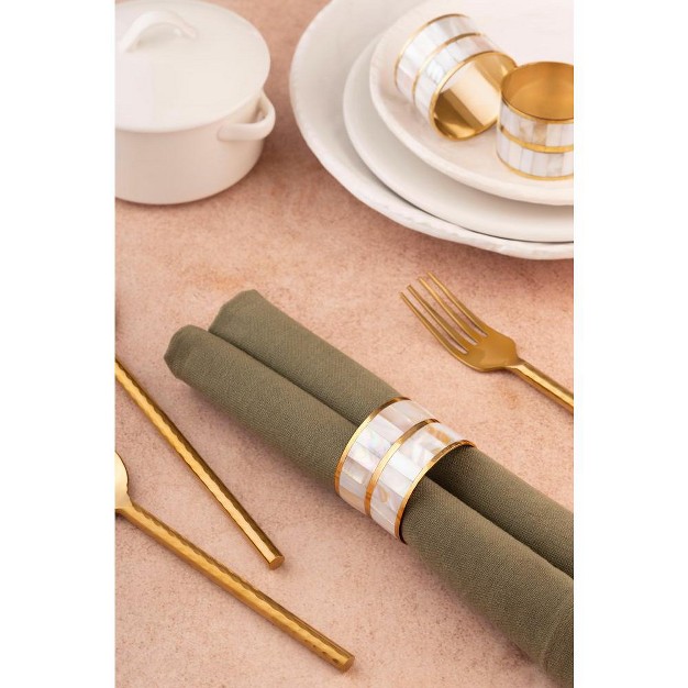 Gauri Kohli Primrose White Pearl Napkin Rings Set Of 6