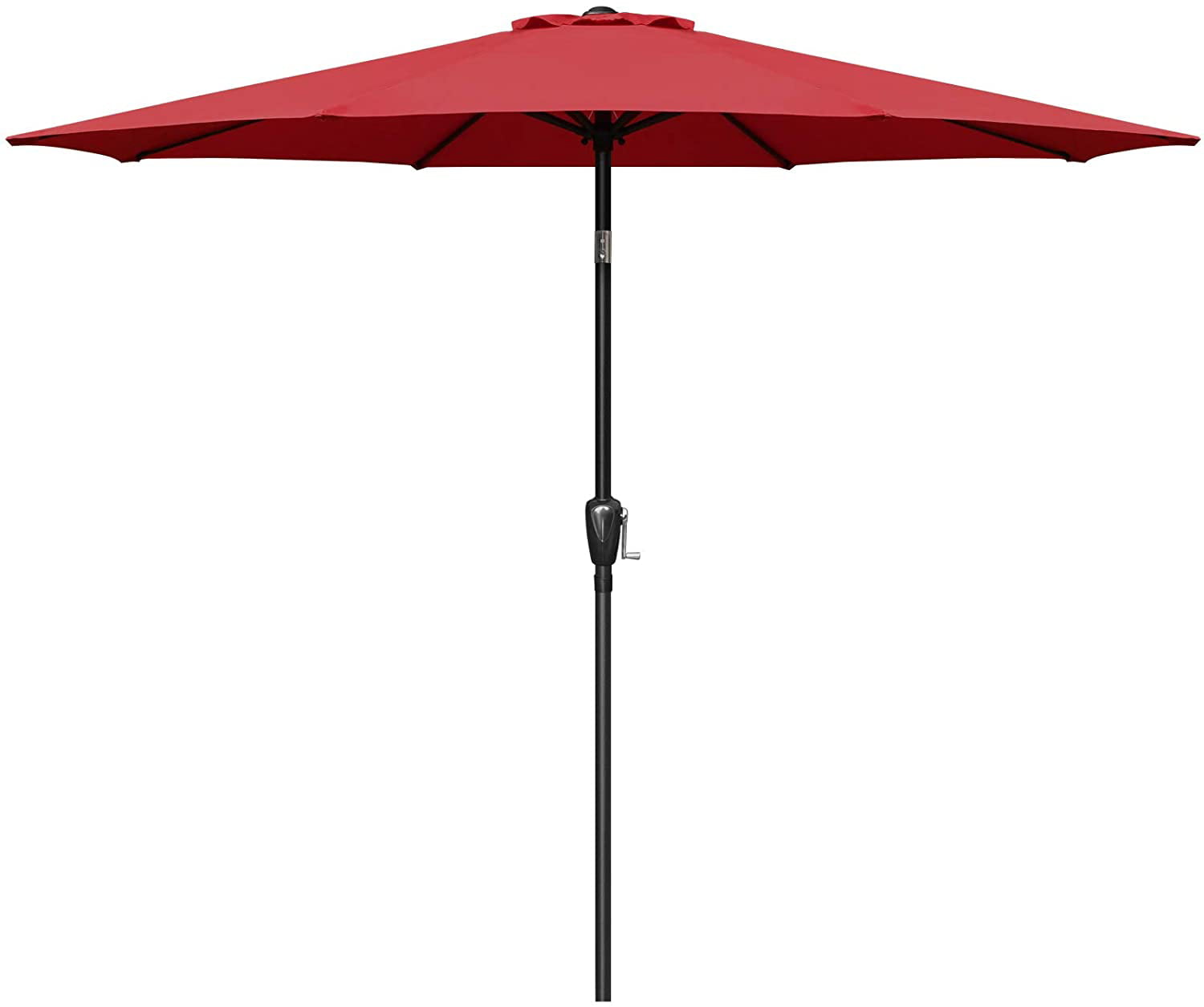 Simple Deluxe 9ft Outdoor Market Table Patio Umbrella with Button Tilt and 8 Sturdy Ribs, Red