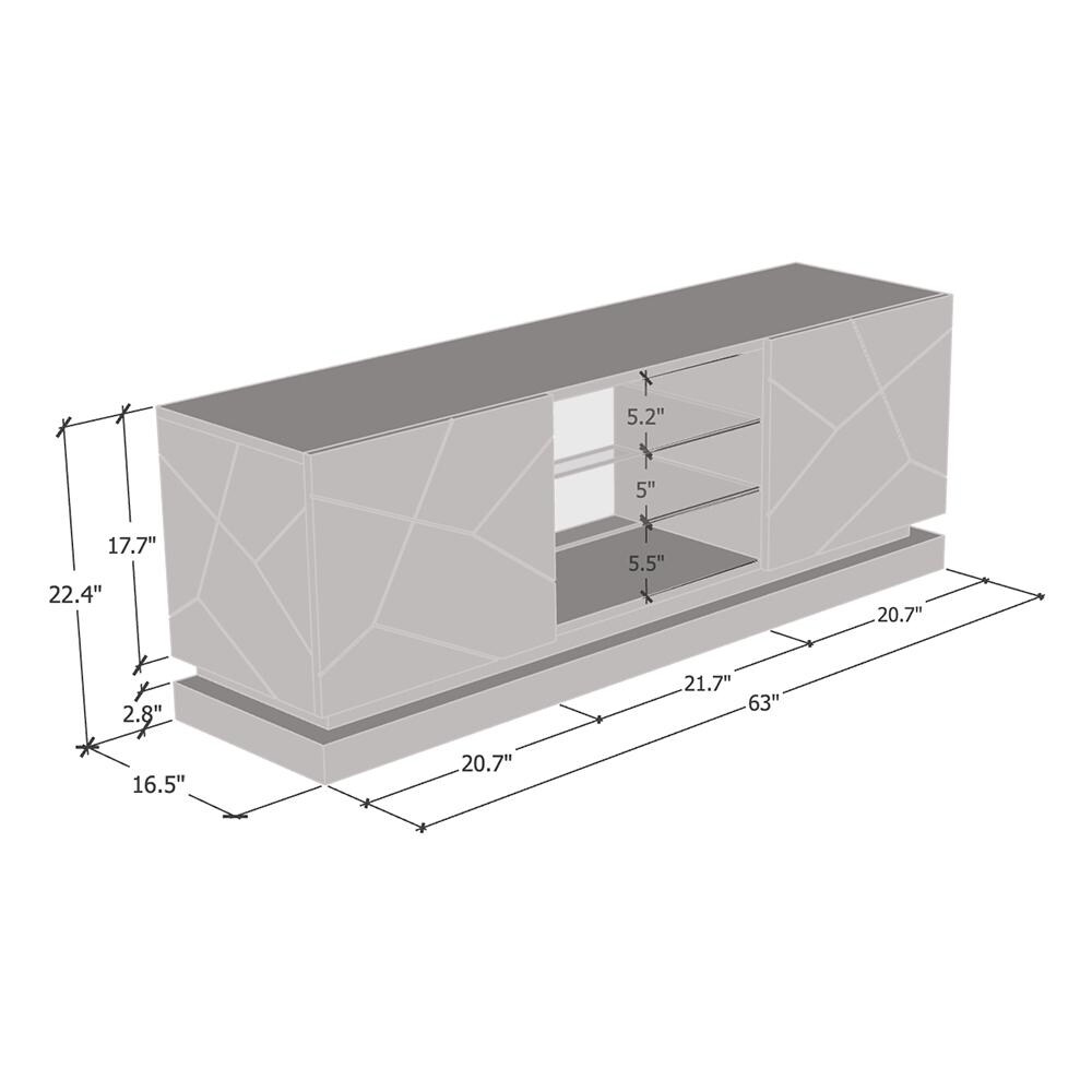 Qiu Modern Glossy White 63  OR 79 inch TV Console