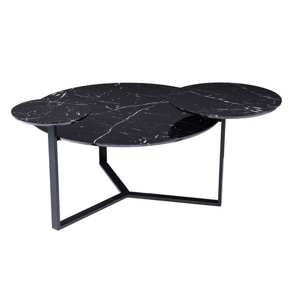 SEI Furniture Saxton Contemporary Black Stone Coffee Table