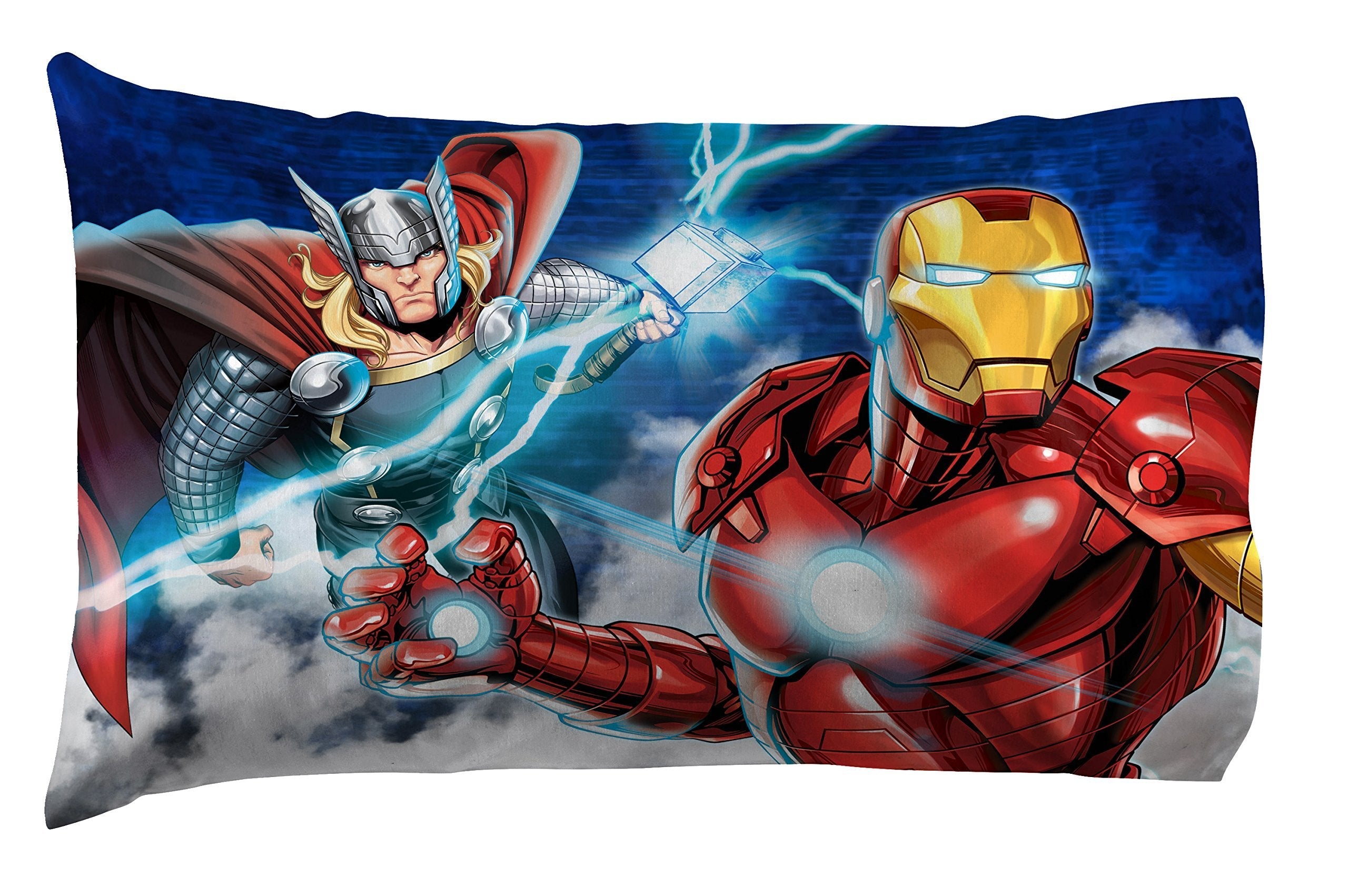 Avengers Collection Cartoon Superhero 5 Pieces Kids Full Bed Set, 100% Microfiber, Blue, Marvel