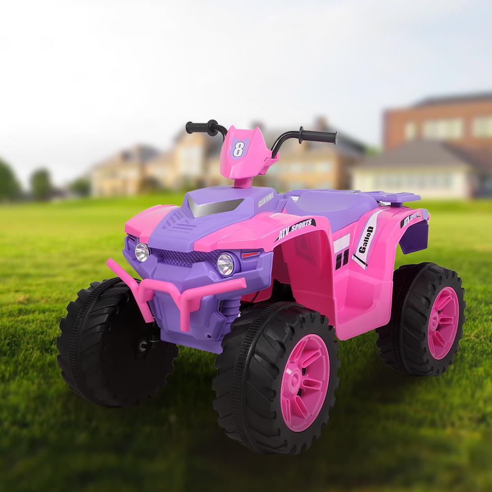 Winado Perfect for Kids Ride On ATV 12V 7Ah Battery Powered Car 4-Wheeler with a Realistic Foot Pedal Accelerator, LED Headlights, Music, Horn - Pink and Purple