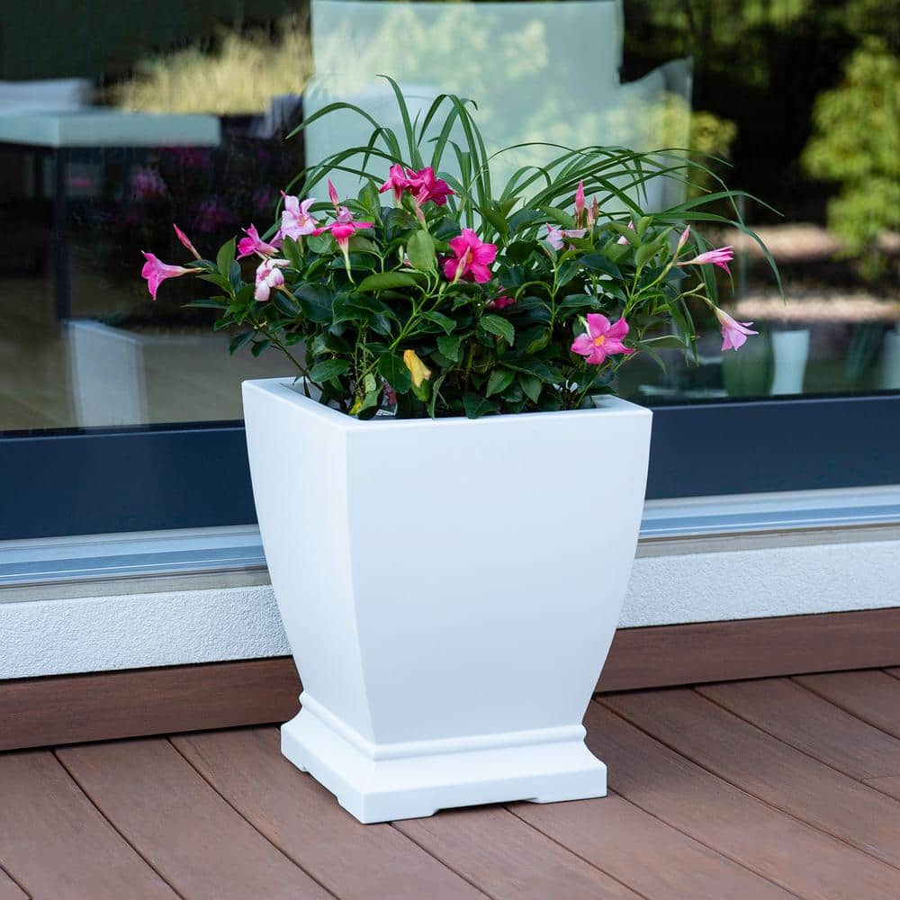 Mayne Acadia 16 in. Square Self-Watering White Polyethylene Planter 5915-W