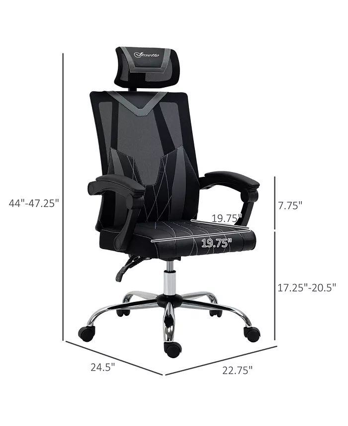 Vinsetto Adjustable Swivel Office Chair with Rotate Headrest and Lumbar Support