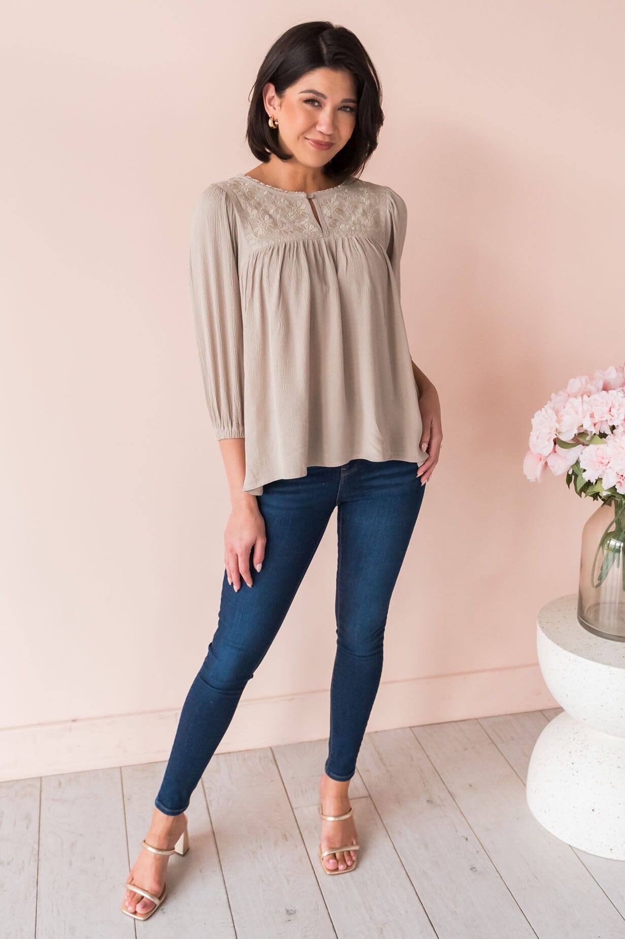 Mix It Up Modest Embroidered Top