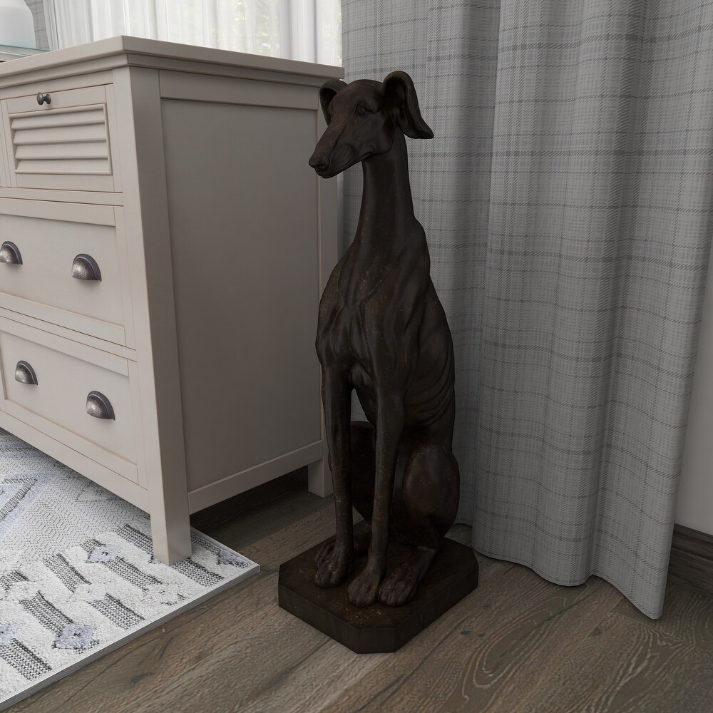 Brown Polystone Dog Sculpture   12 x 10 x 31