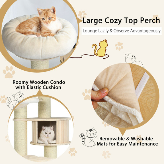 Costway 17450629 77.5 Inch Cat Tree Condo Multi Le...