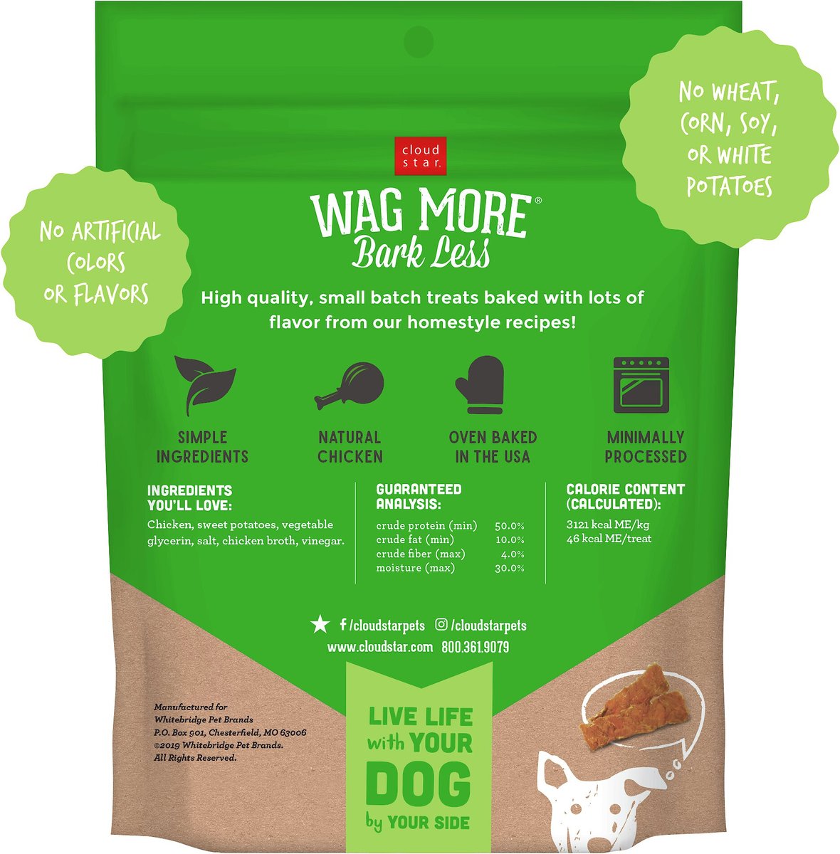 Cloud Star Wag More Bark Less Chicken and Sweet Potato Recipe Grain-Free Jerky Dog Treats