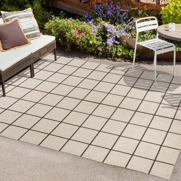 Grid Modern Squares Indoor outdoor Area Rug Jonathan Y