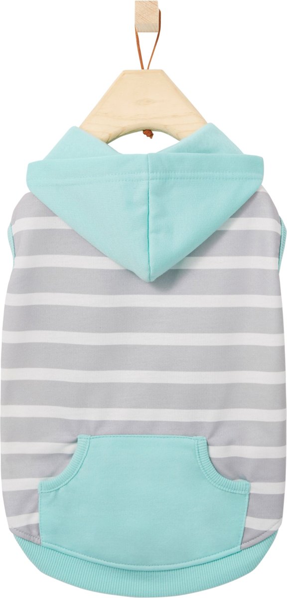 Frisco Striped Colorblock Dog and Cat Hoodie， Teal