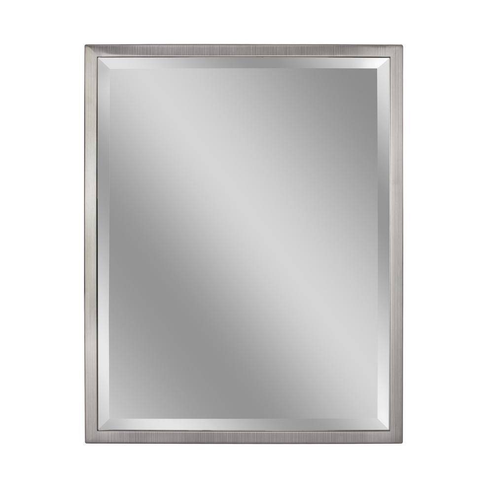 Deco Mirror 24 in. W x 30 in. H Framed Rectangular Beveled Edge Bathroom Vanity Mirror in Brush Nickel 8020