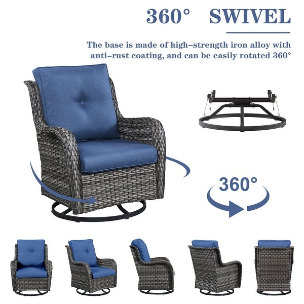 Outdoor Swivel Chairs with Sofa and Fire Pit Table