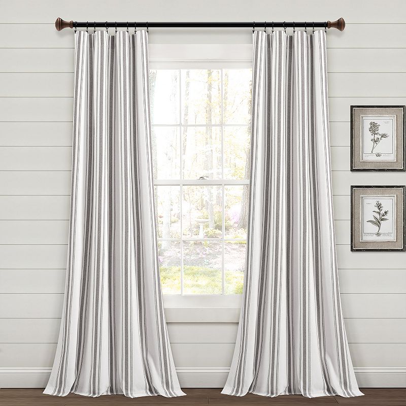 Lush Decor Farmhouse Stripe Yarn Dyed Set of 2 Window Curtain Panels