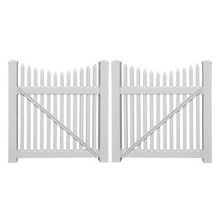 Weatherables Barrington 10 ft. W x 4 ft. H White Vinyl Picket Fence Double Gate Kit Includes Gate Hardware DWPI-1.5NRSC-4x60