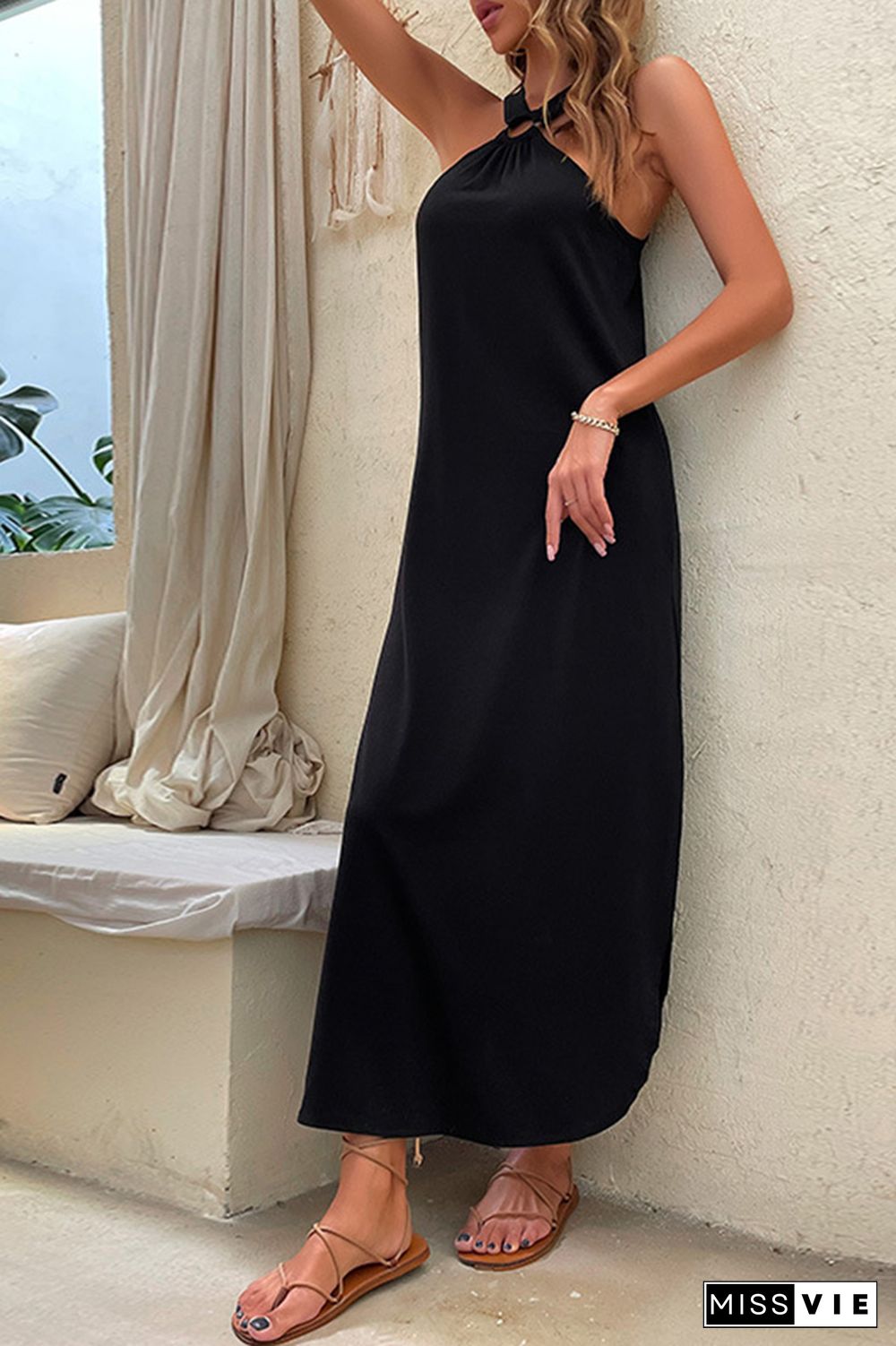 Black Sleeveless Split Maxi Dress