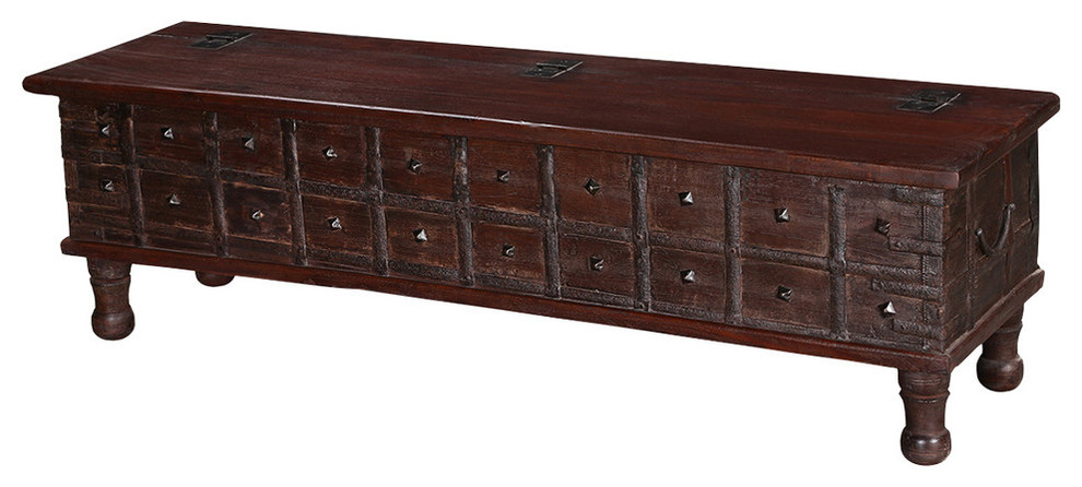 Gothic Classic Reclaimed Wood 60 quotStorage Trunk Chest   Traditional   Coffee Tables   by Sierra Living Concepts Inc  Houzz