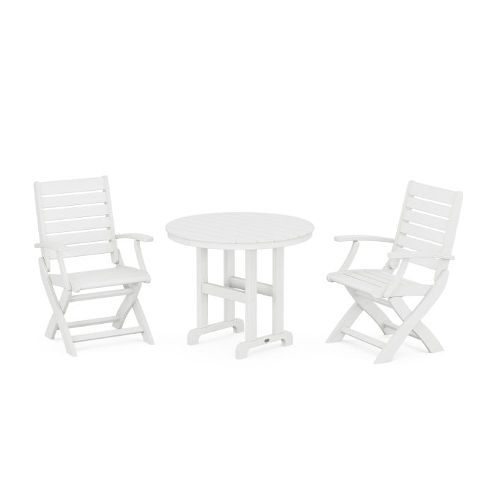 Polywood Signature Folding Chair 3-Piece Round Farmhouse Dining Set PWS1346-1