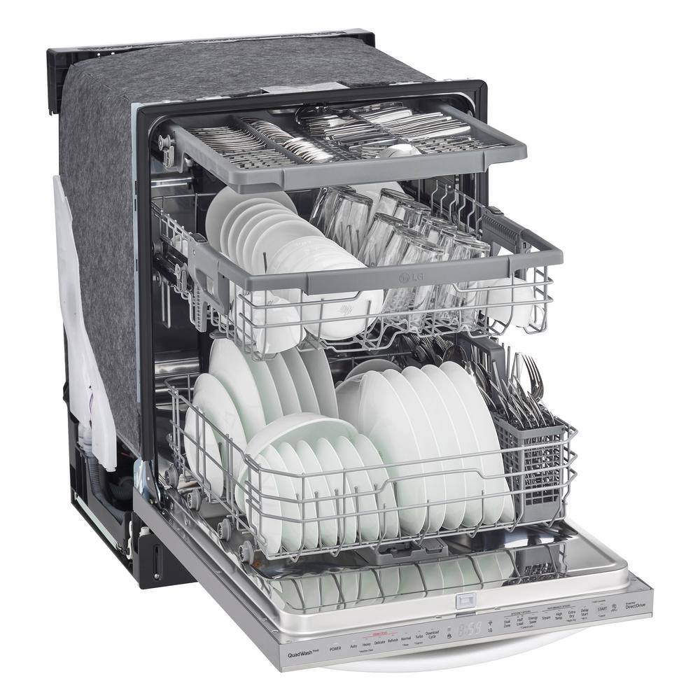 LG 24 in. in PrintProof Stainless Steel Top Control Dishwasher with Towel Bar TrueSteam and QuadWash LDTS5552S