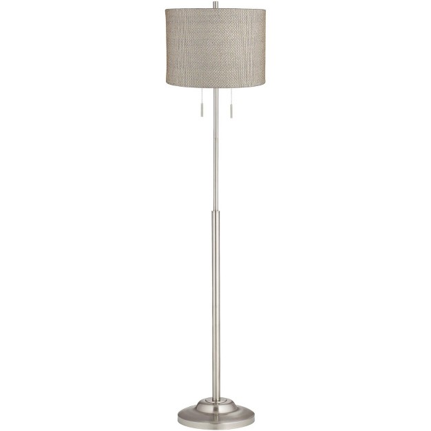 Tall Brushed Nickel Silver Metal Gray Gold Drum Shade For Living Family Room Bedroom Office House