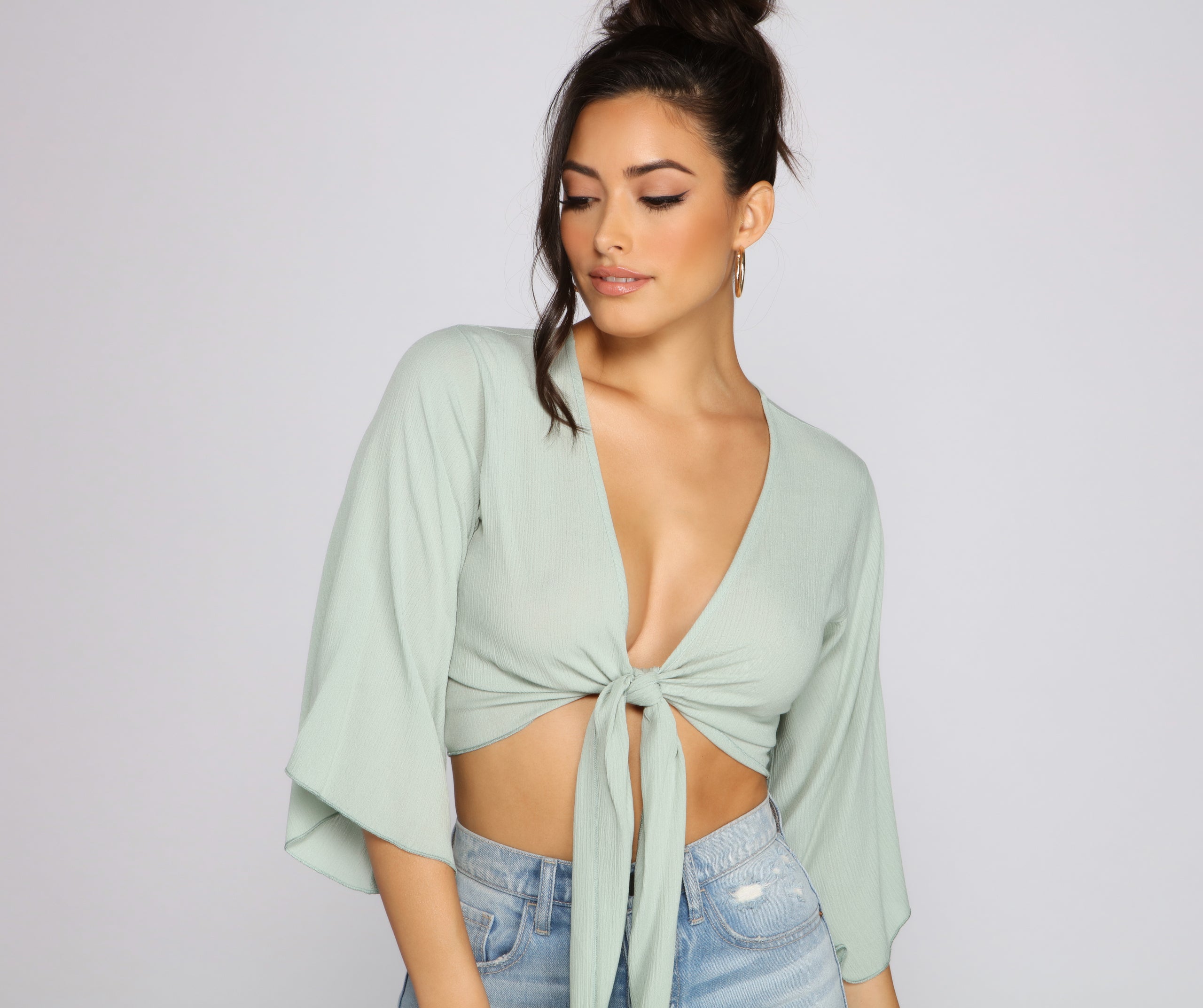 Take A Gaze Gauze Tie Front Top