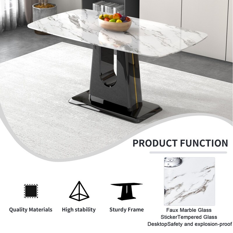 Modern imitation marble tabletop Dining table with MDF U shaped legs