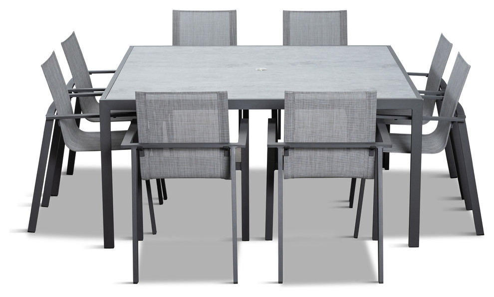 Lift 9 Piece Square Dining Set   Transitional   Outdoor Dining Sets   by Harmonia Living  Houzz