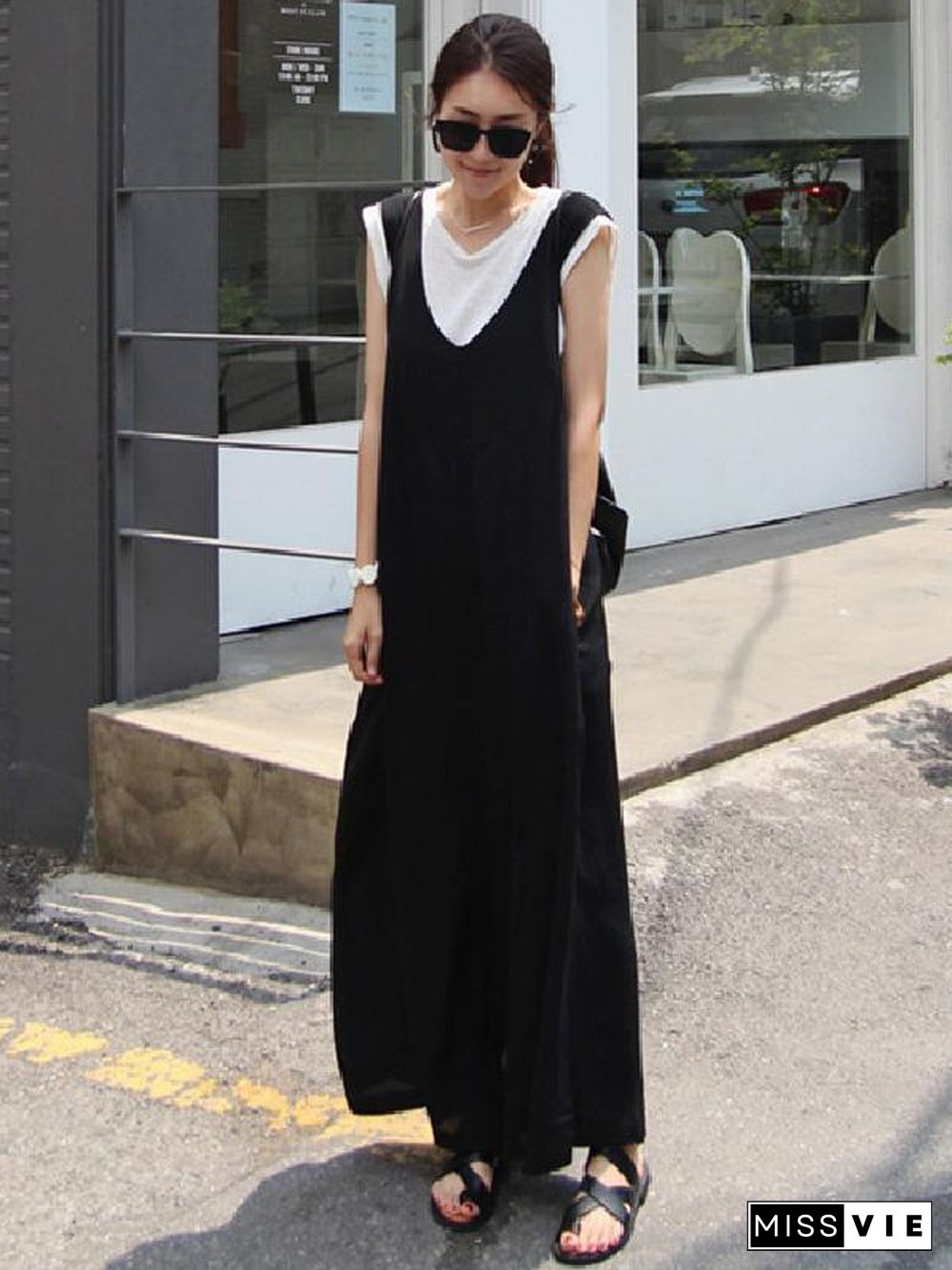 Loose Simple T-shirt and Jumpsuits Suits