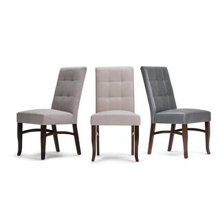 Simpli Home Ezra Contemporary Deluxe Dining Chair (Set of 2) in Stone Grey Faux Leather AXCDCHR-003-G