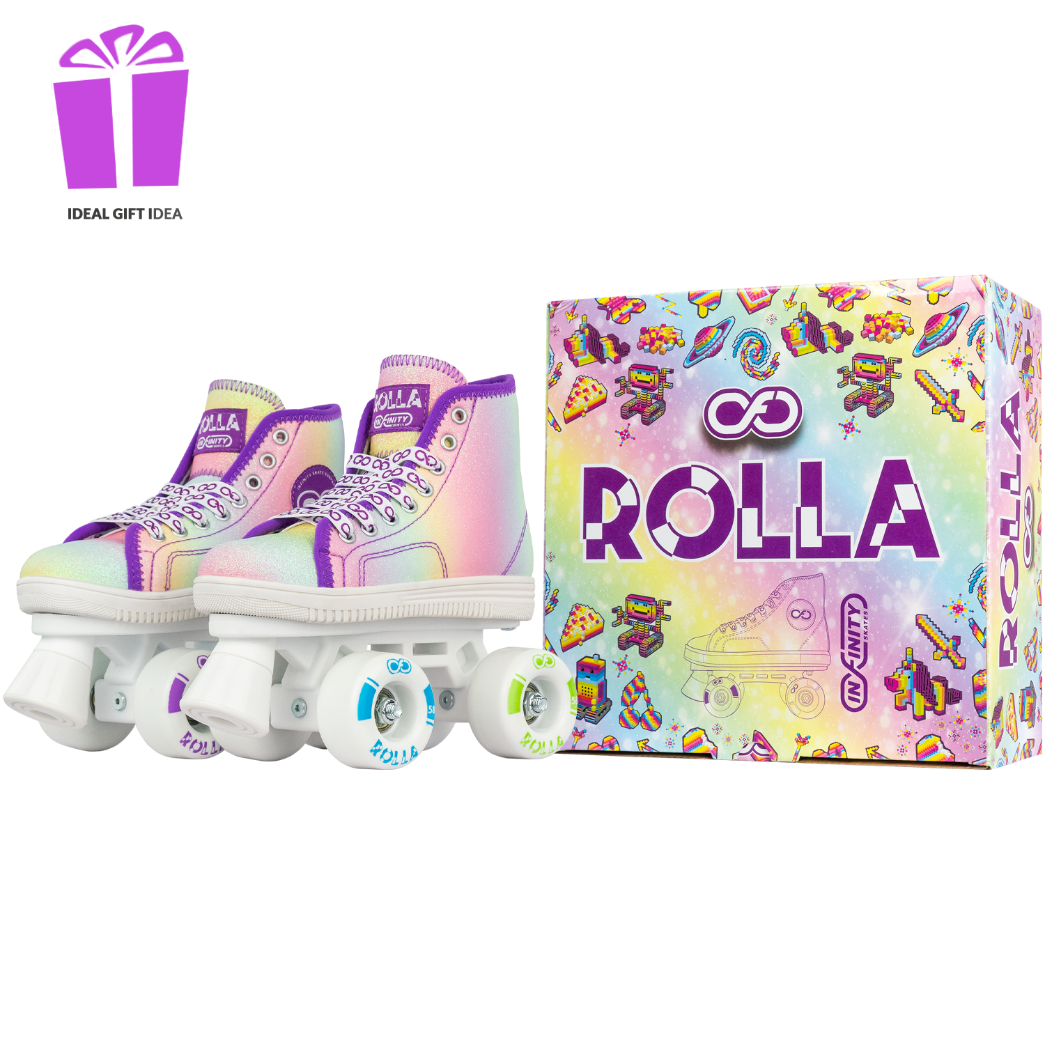 Crazy Skates Rolla Roller Skates for Boys and Girls - Sneaker-Style Kids Quad Skates - Available in 4 colors