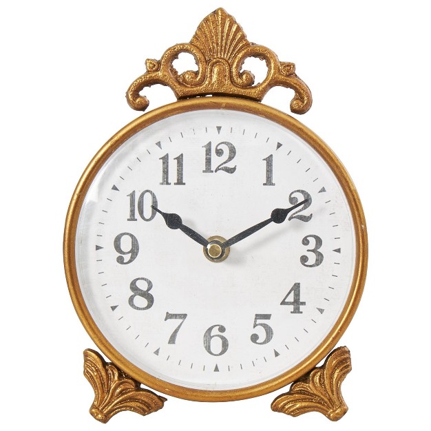 Metal Scroll Antique Style Clock Gold Olivia amp May