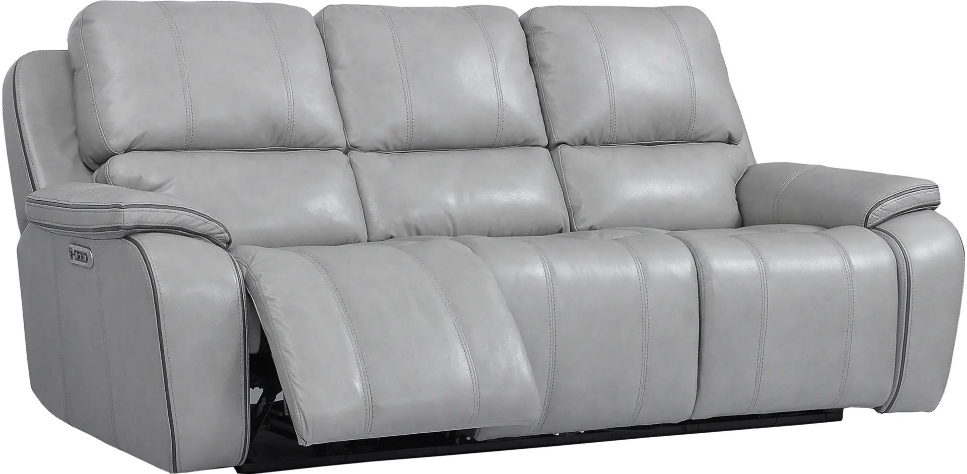 Harry Mist Light Gray Leather-Match Power Reclining Sofa