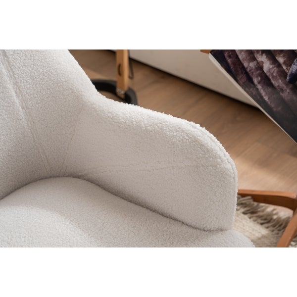 Modern Soft Teddy Fabric Ergonomics Accent Chair Living Room Chair Bedroom Chair Home Chair With Adjustable Legs